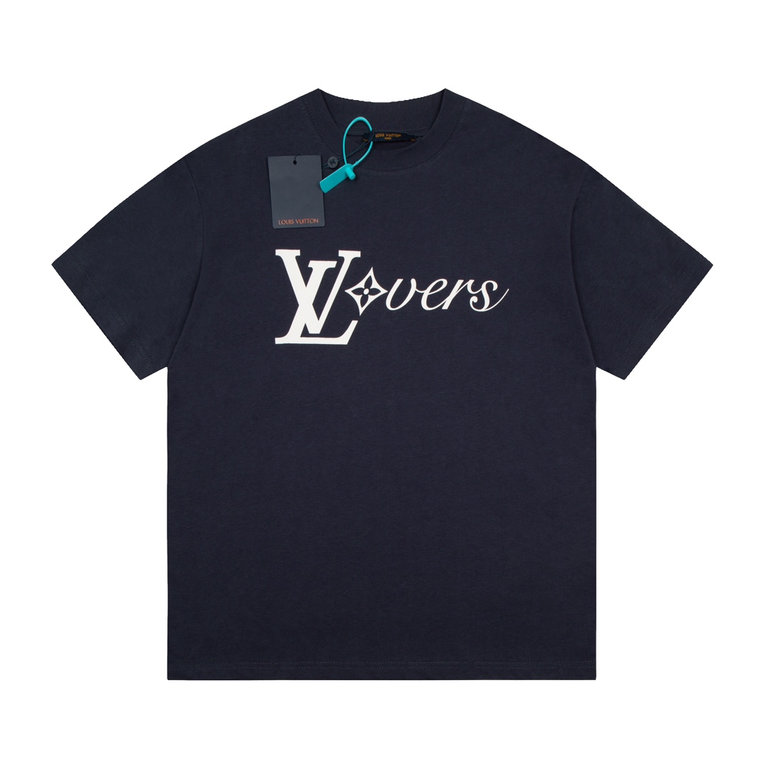 LV Louis Vuitton Castle Pattern Letter Short Sleeve T-shirt