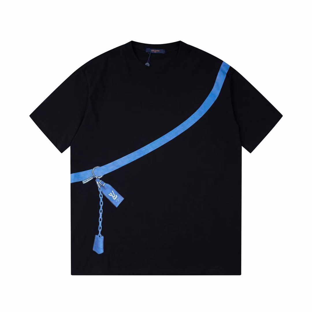LV Louis Vuitton Handdrawn Bag Chain Pattern Short Sleeve T-shirt