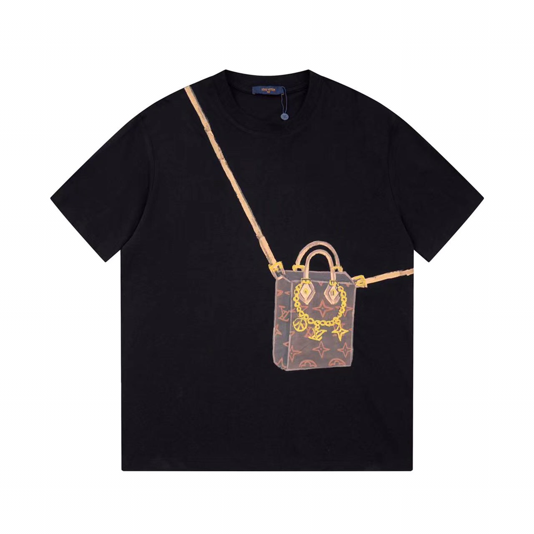 LV Louis Vuitton Hand-painted Bag Pattern Short Sleeve T-shirt