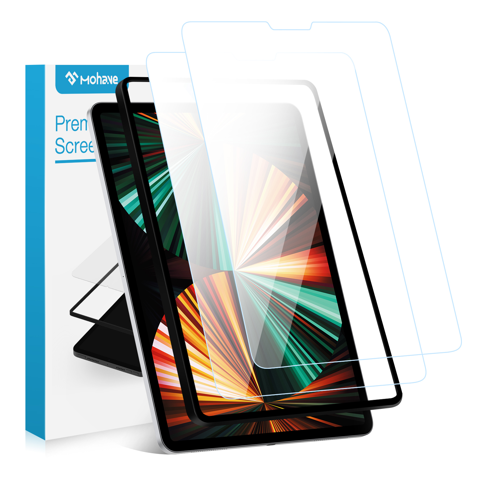 Mohave 2Pack Screen Protector compatible with iPad Pro(12.9-Inch, 2021 Model), Tempered Glass detail