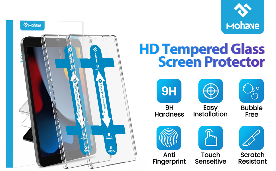 iPad10.5Inch Screen Protector with Easy Installation Tray;Bubble free,Military Grade Shockproof , 3X smooth,anti-fingerprint , 99.9% HD