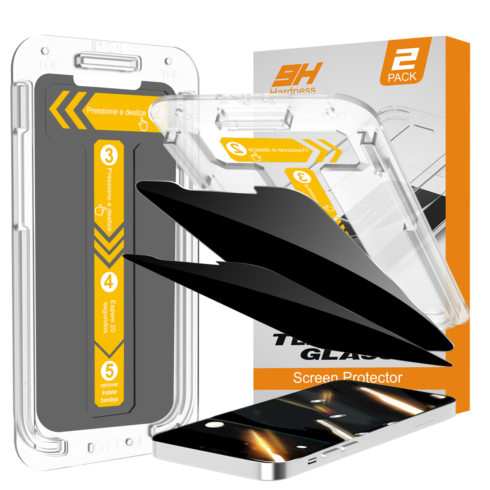 Mohave 2Pack Screen Protector compatible with iPhone 12 mini (5.4-Inch, 2020 Model), Privacy Tempered Glass