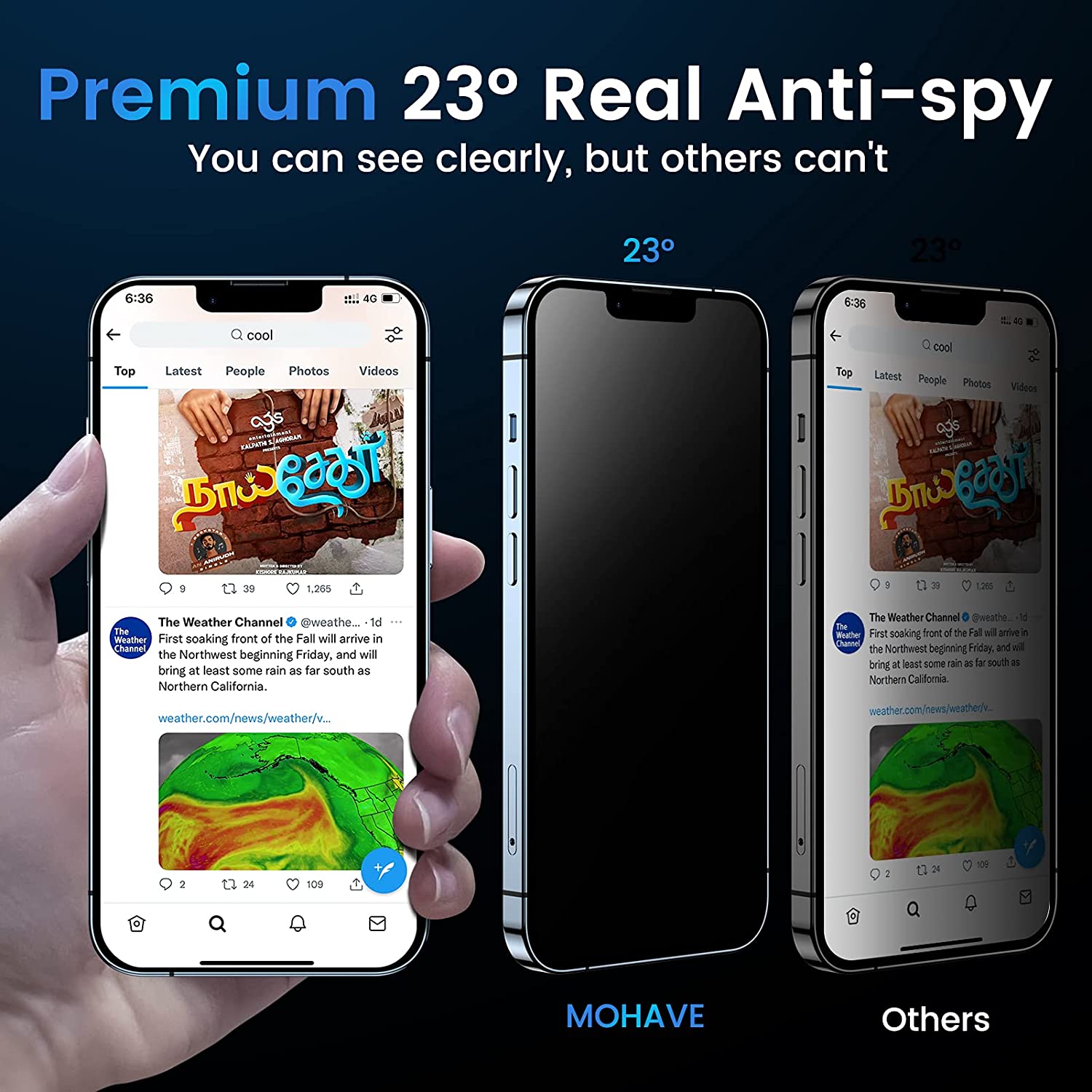 Mohave 2Pack Screen Protector compatible with iPhone 13 pro max(6.7-Inch, 2021 Model), Privacy Tempered Glass detail