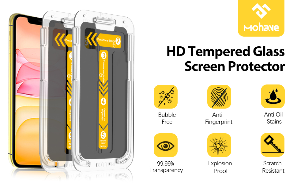 iPhone XR/11 6.1Inch with Easy Installation Tray;Bubble free,Military Grade Shockproof , 3X smooth,anti-fingerprint , Privacy Protection