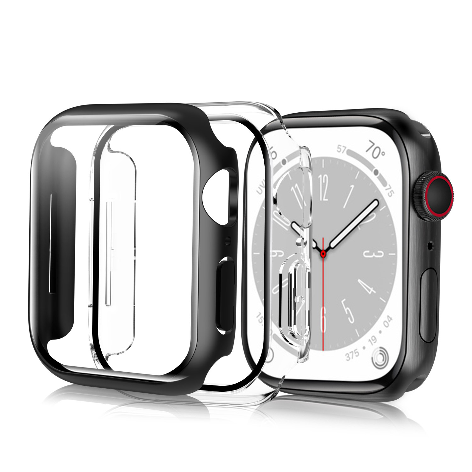 Apple Watch 8(41mm) protector case (Clear + Black) detail