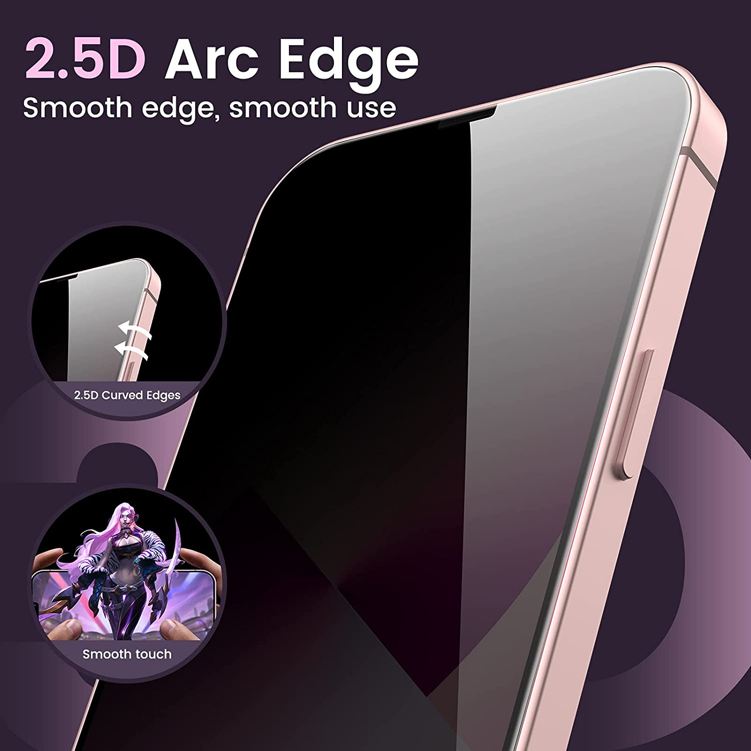 Mohave 2Pack screen protector for iPhone 13/ 13 pro 6.1" Privacy Tempered glass product details