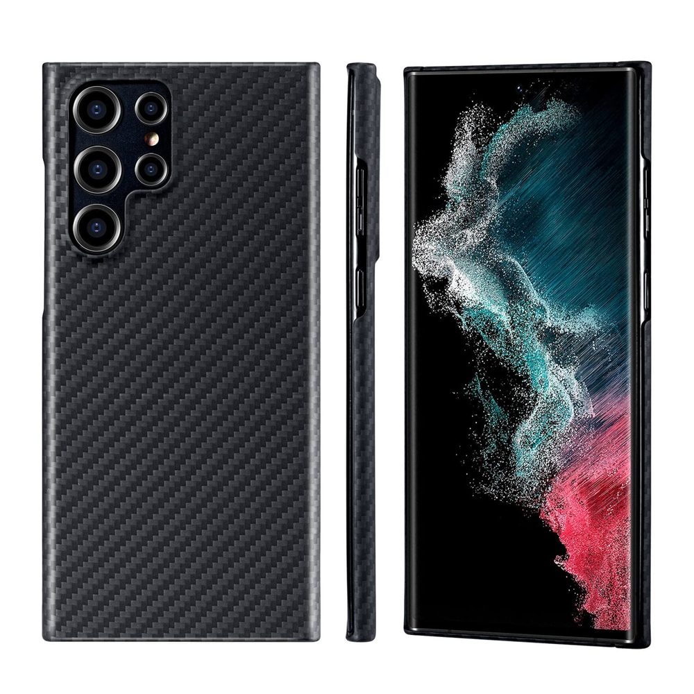 Slim Carbon Fiber Case for Samsung Galaxy S22 Ultra Black-Mohave