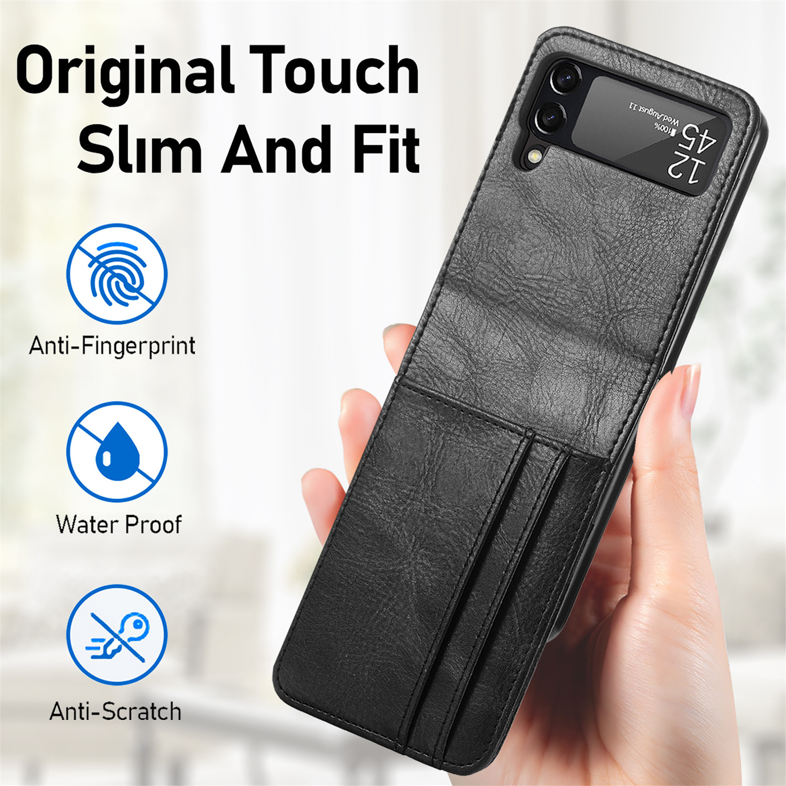 Leather Card Holder Phone Case for Galaxy Z Flip 4