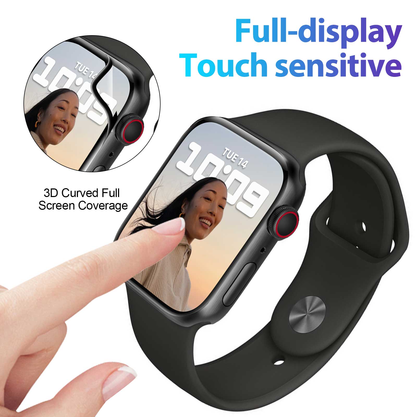 NanoHybrid Screen Protector For Apple Watch Series 7 41mm (2Pack) product details