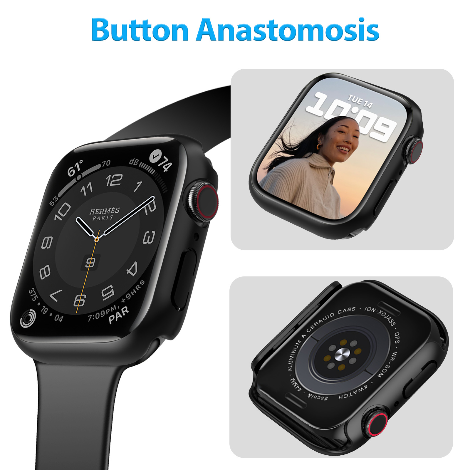 360°Armour Case with Builtin Curved Glas for Apple Watch Series 6 44mm (1PACK BLACK)-Mohave