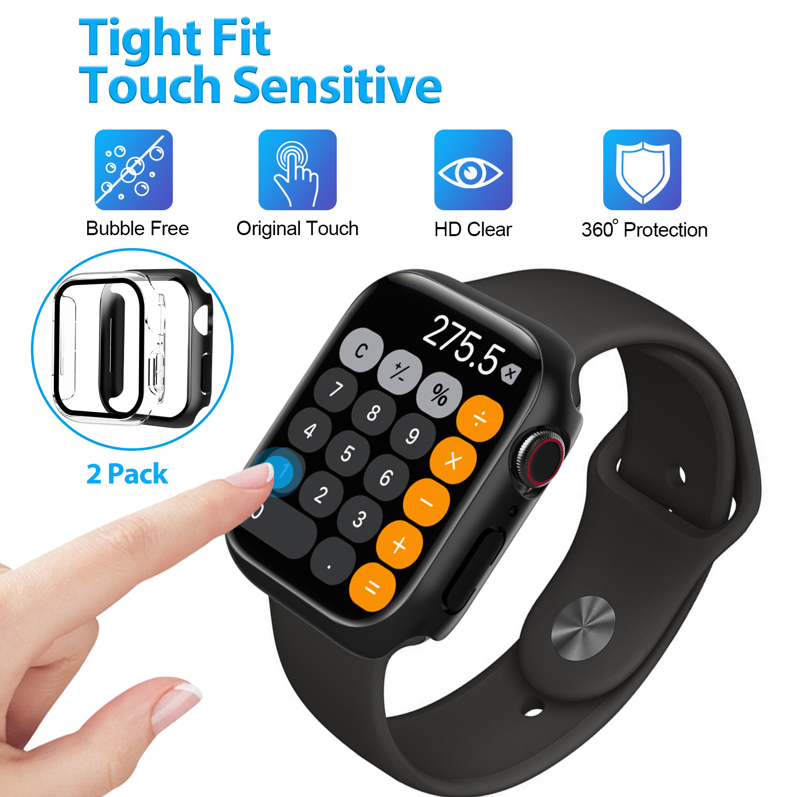 Apple Watch 8(41mm) protector case (Clear + Black)