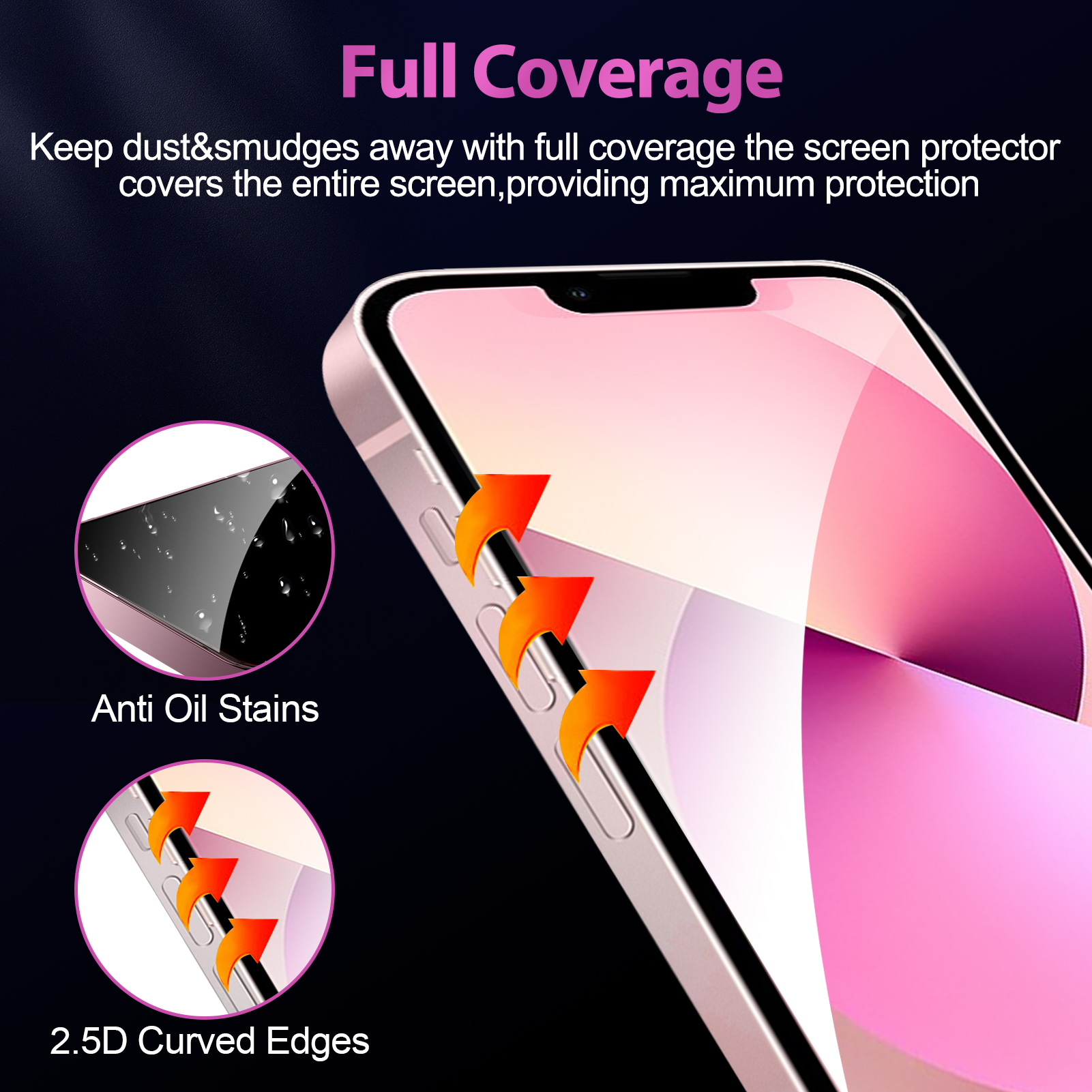 Mohave 2Pack Screen Protector For iPhone 13/13 pro 6.1inch,Tempered glass detail