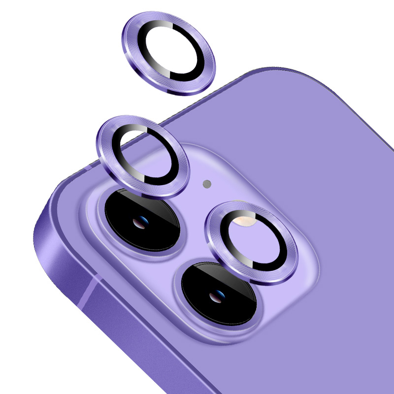 2+1 PACK Camera Lens Glass Protector With Metal Ring for iPhone 11 / iPhone 12 / iPhone 12mini