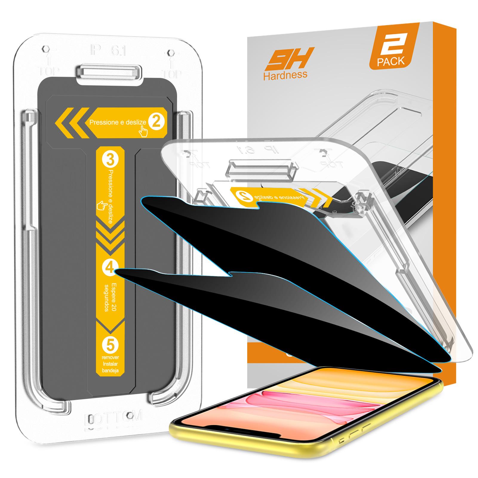 Mohave 2Pack Screen Protector compatible with iPhone XR/iPhone11(6.1-Inch, 2019 Model), Privacy Tempered Glass