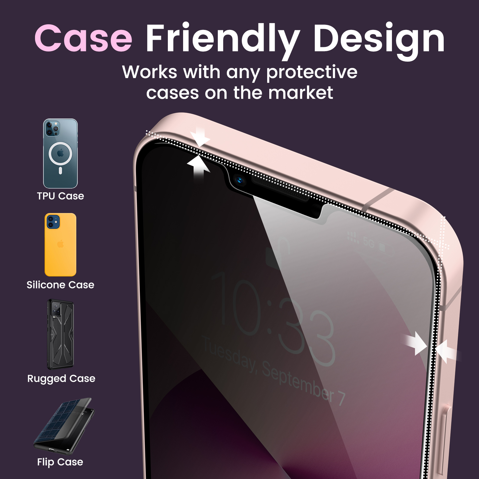 Mohave 2Pack Screen Protector compatible with iPhone 13 mini Privacy Tempered Glass(5.4-Inch, 2021 Model) detail