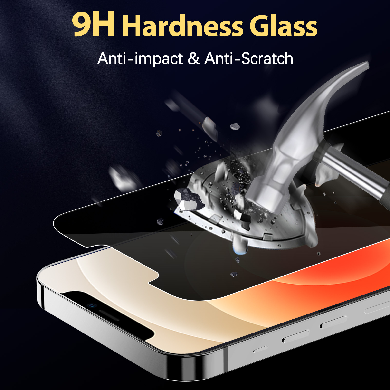 Mohave 2Pack Screen Protector compatible with iPhone 12 mini (5.4-Inch, 2020 Model), Privacy Tempered Glass-Mohave