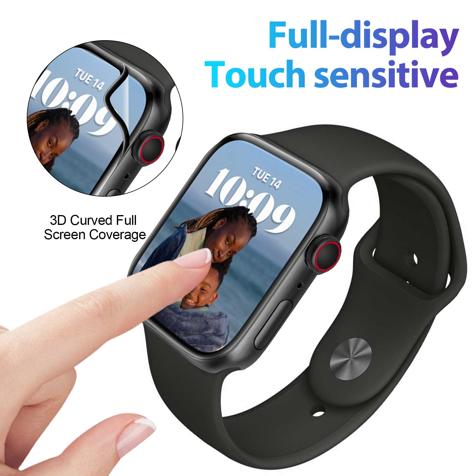 NanoHybrid Screen Protector For Apple Watch Series 7 45mm (2Pack) detail