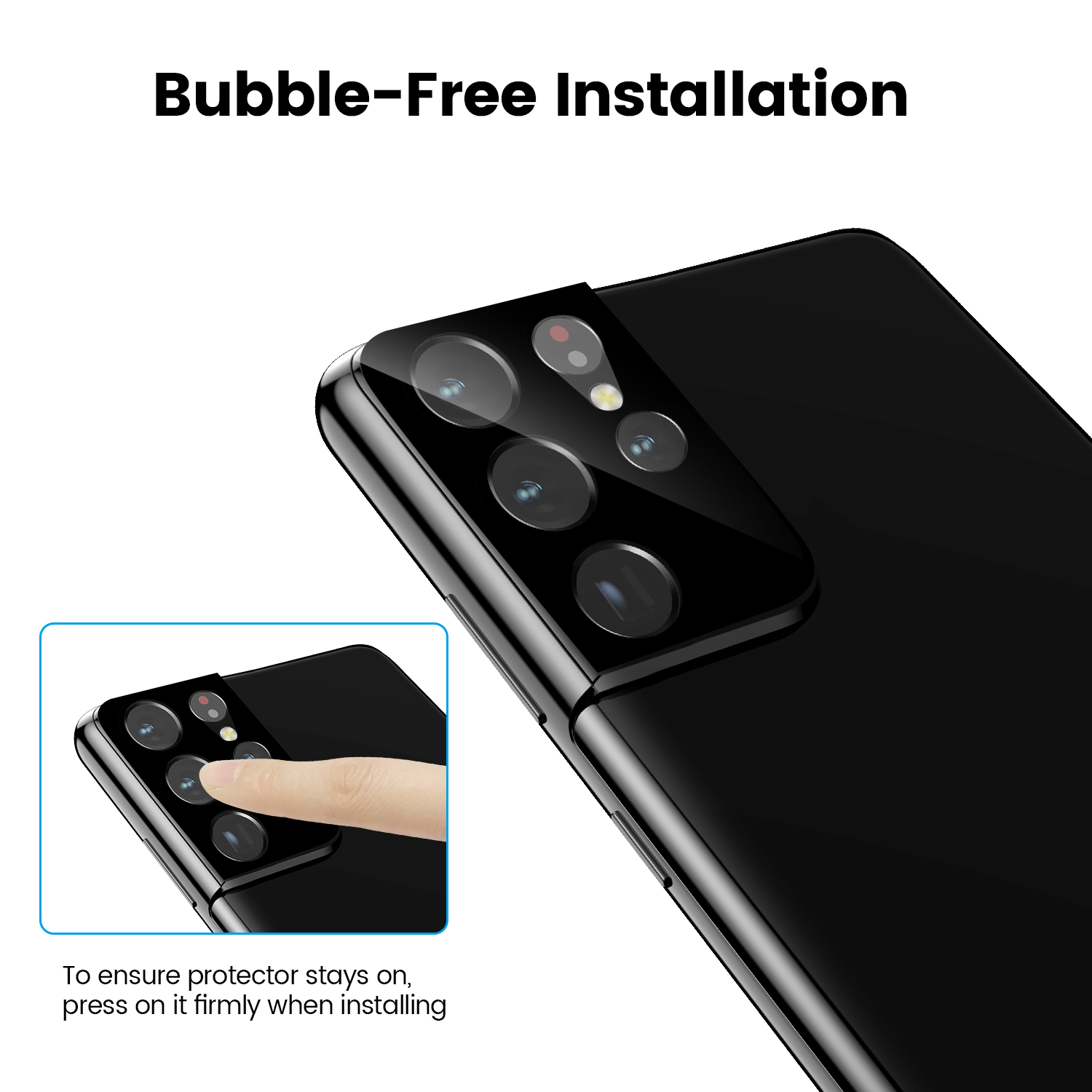 Camera Lens Protector 9H Glass for Samsung Galaxy S21 Ultra Black