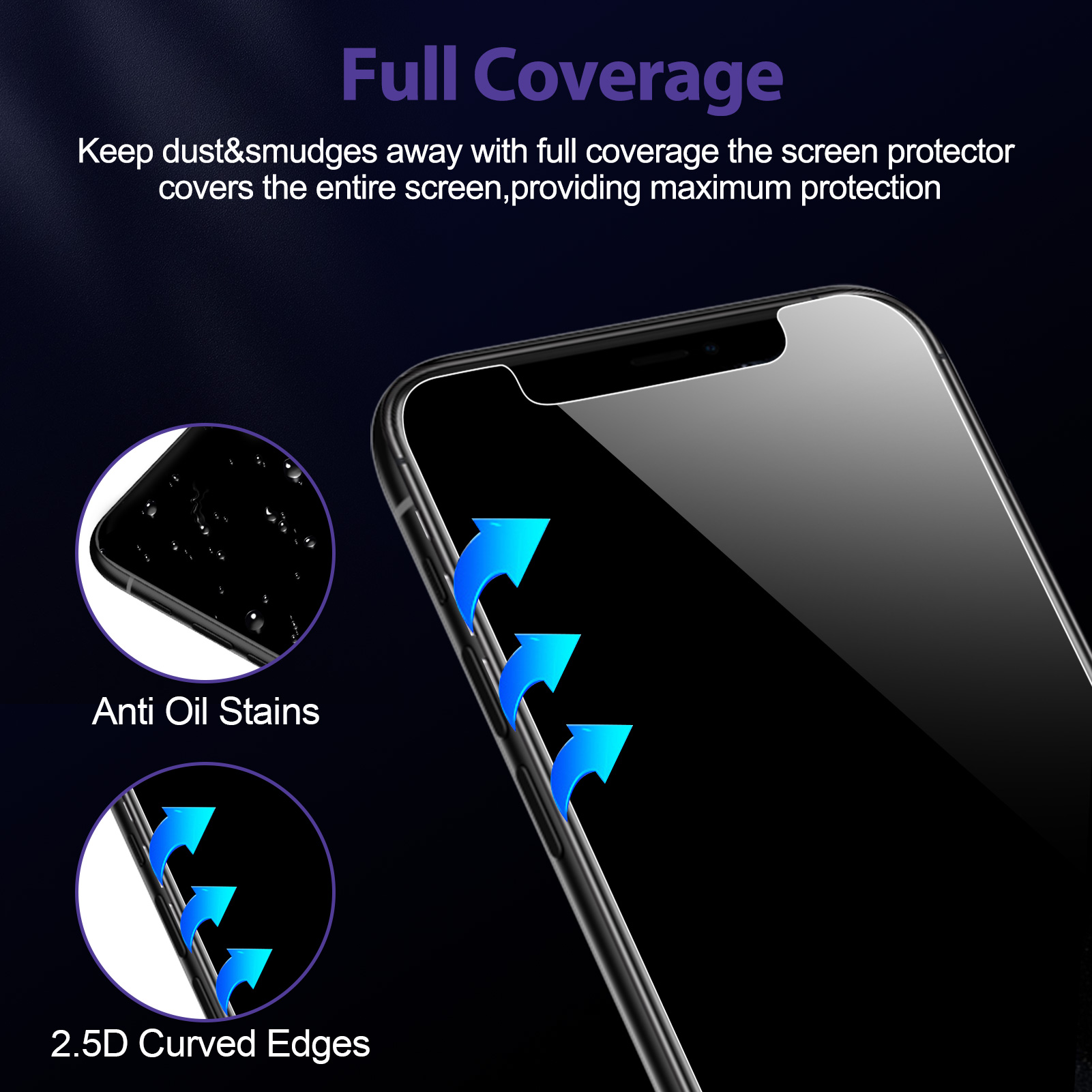 2Pack Screen Protector compatible with iPhone XS Max/iPhone 11 Pro Max(6.5-Inch, 2019 Model) Privacy Tempered Glass-Mohave