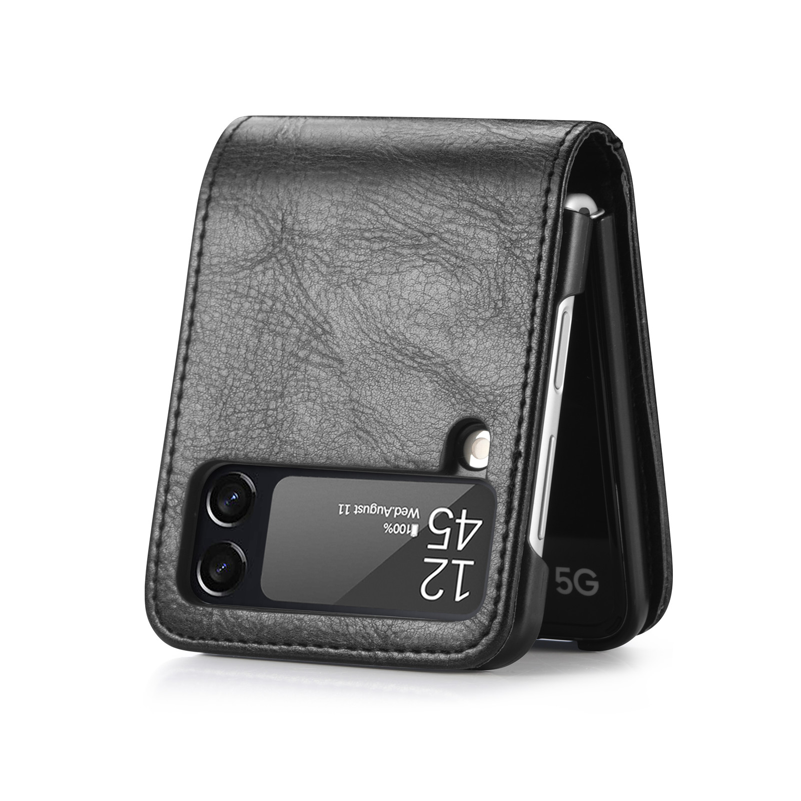 Leather Card Holder Phone Case for Galaxy Z Flip3 Flip4 installation and fit