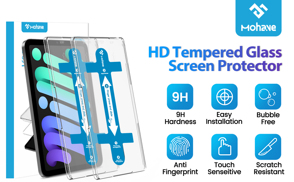 iPad miini 6 8.3inch Screen Protector with Easy Installation Tray;Bubble free,Military Grade Shockproof , 3X smooth,anti-fingerprint , 99.9% HD