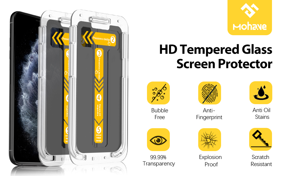 iPhone 11pro Max 6.5 Screen Protector with Easy Installation Tray;Bubble free,Military Grade Shockproof , 3X smooth,anti-fingerprint ,Privacy Protection