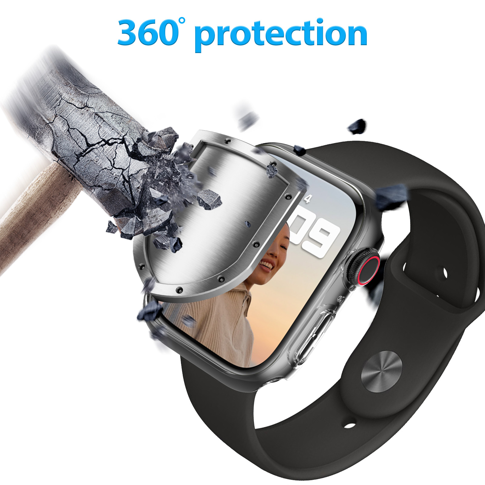 360°Armour Case with Builtin Curved Glas for Apple Watch Series 6 40mm (1PACK Clear)-Mohave