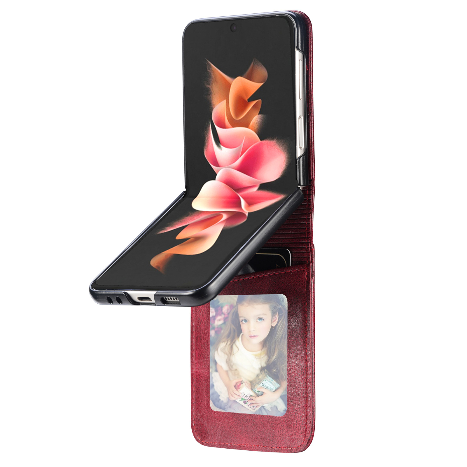 Leather Card Holder Phone Case for Galaxy Z Flip 4