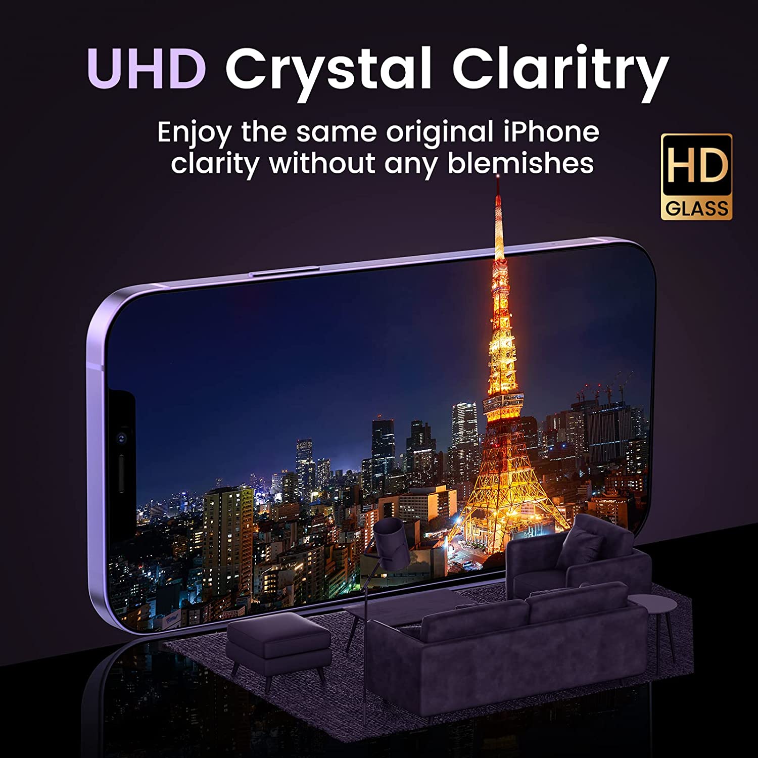 2Pack Screen Protector compatible with iPhone 12/iPhone 12 Pro (6.1-Inch, 2020 Model) Clear HD-Mohave