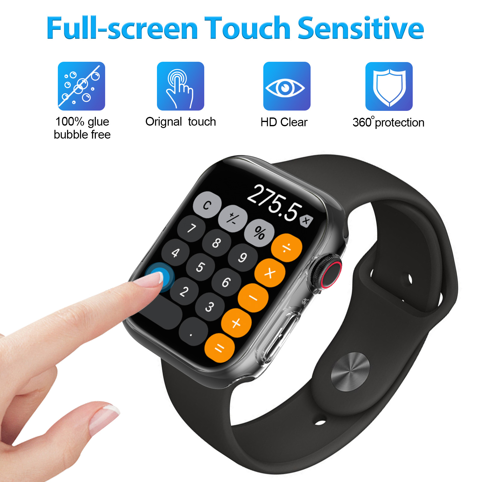 360°Armour Case with Builtin Curved Glas for Apple Watch Series 6 40mm (1PACK Clear)-Mohave