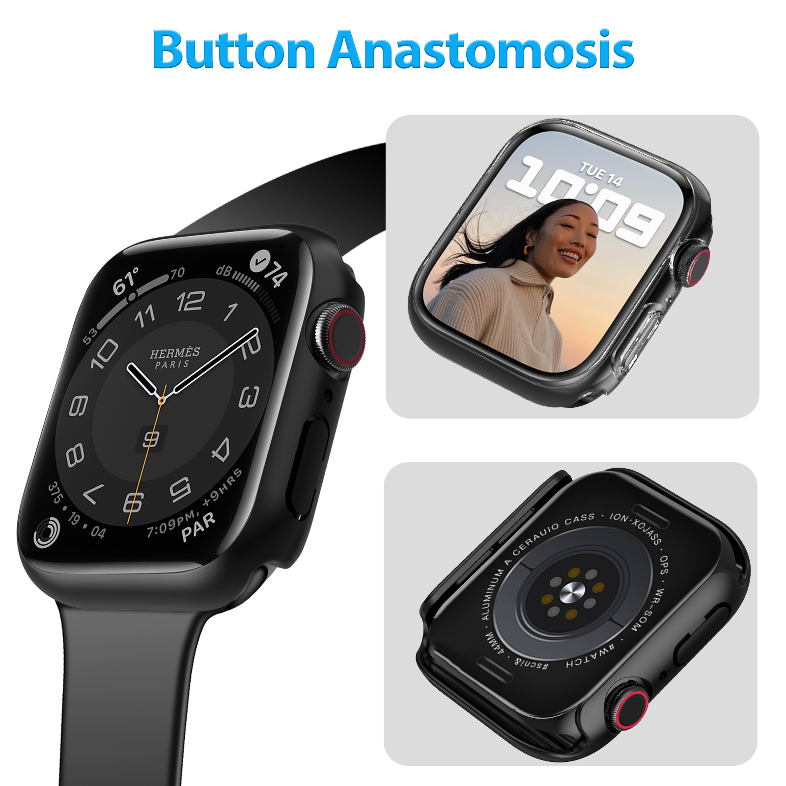 2 Pack Case with Tempered Glass Screen Protector for Apple Watch Series 6 40mm，Clear+Black-Mohave