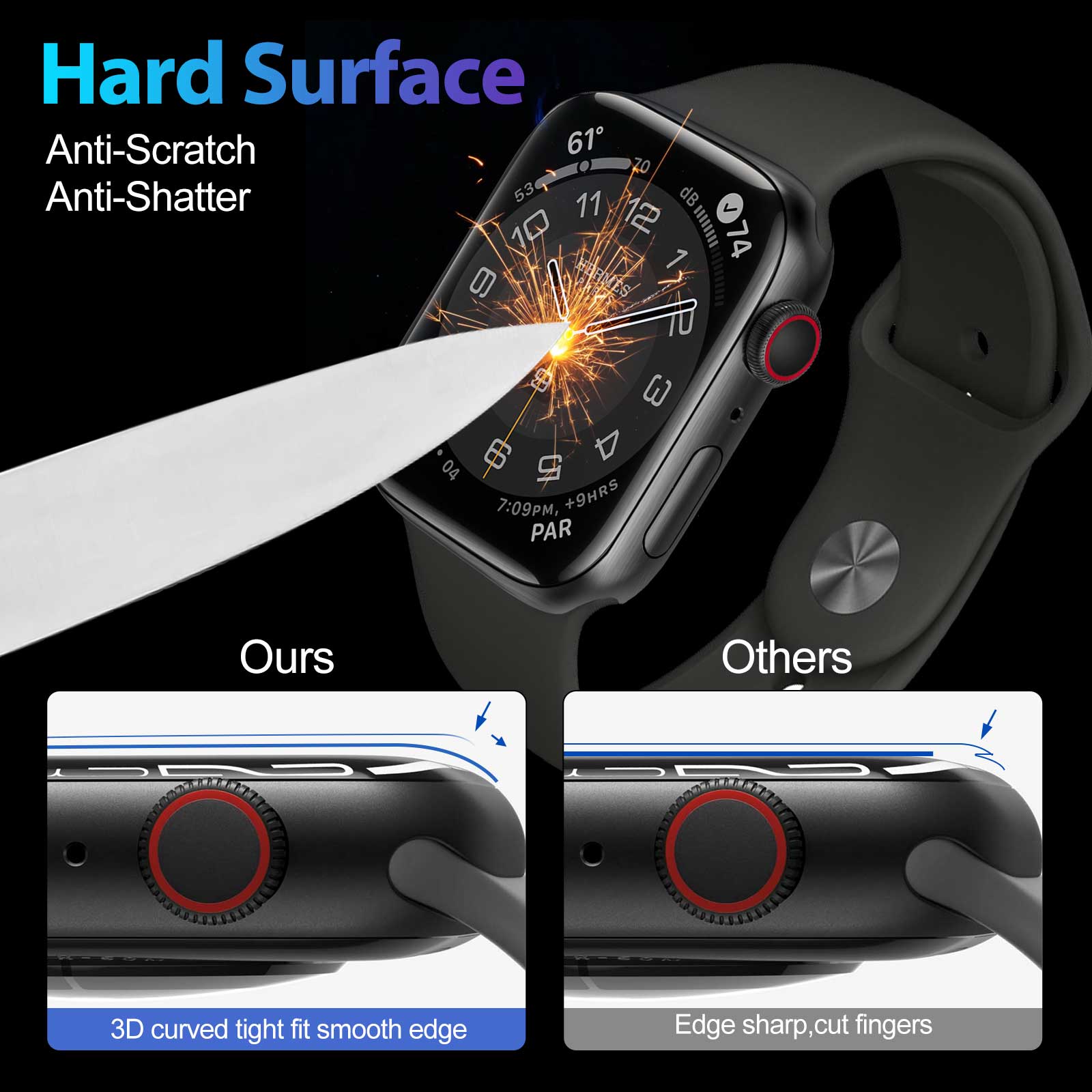 NanoHybrid Screen Protector For Apple Watch Series 7 41mm (2Pack)-Mohave