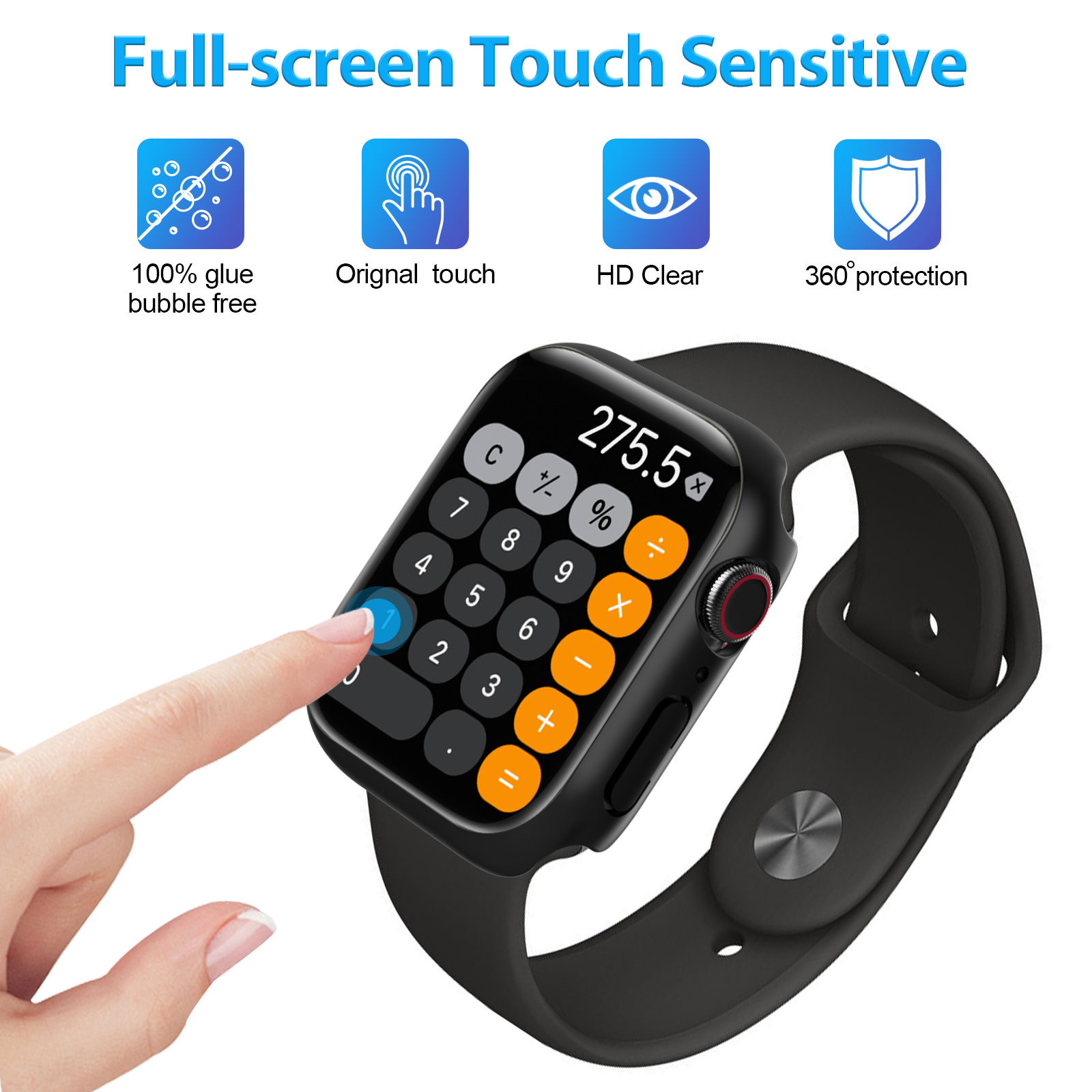 360°Armour Case with Builtin Curved Glas for Apple Watch Series 6 44mm (1PACK BLACK)-Mohave