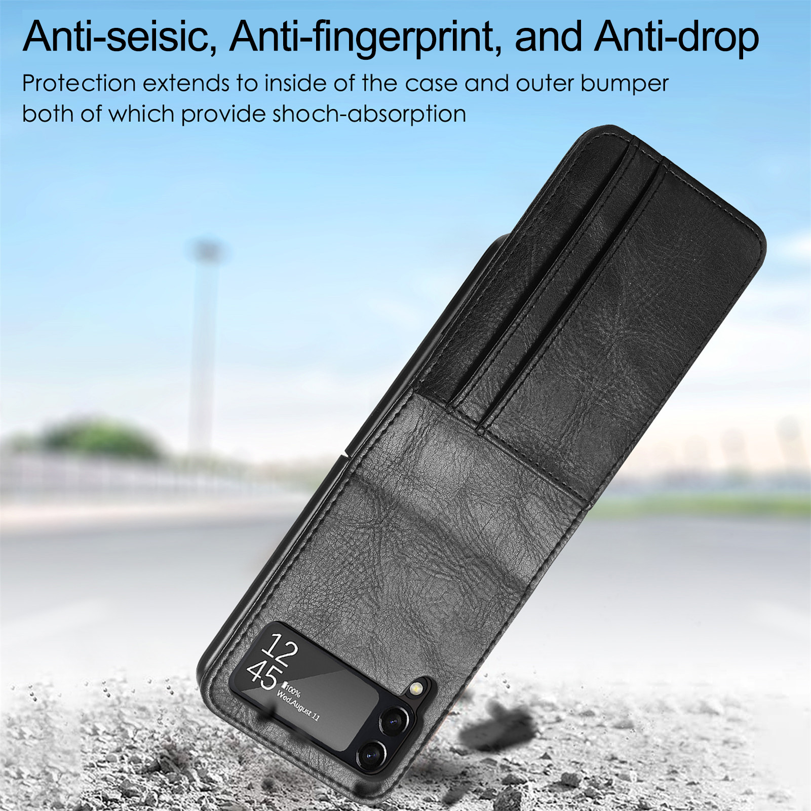 Leather Card Holder Phone Case for Galaxy Z Flip 4