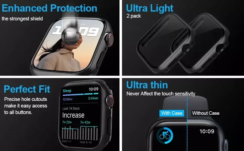 Designed for Apple watch series 7 54mm ，360 degree full curved protection, 99% high transparency， Easy to install