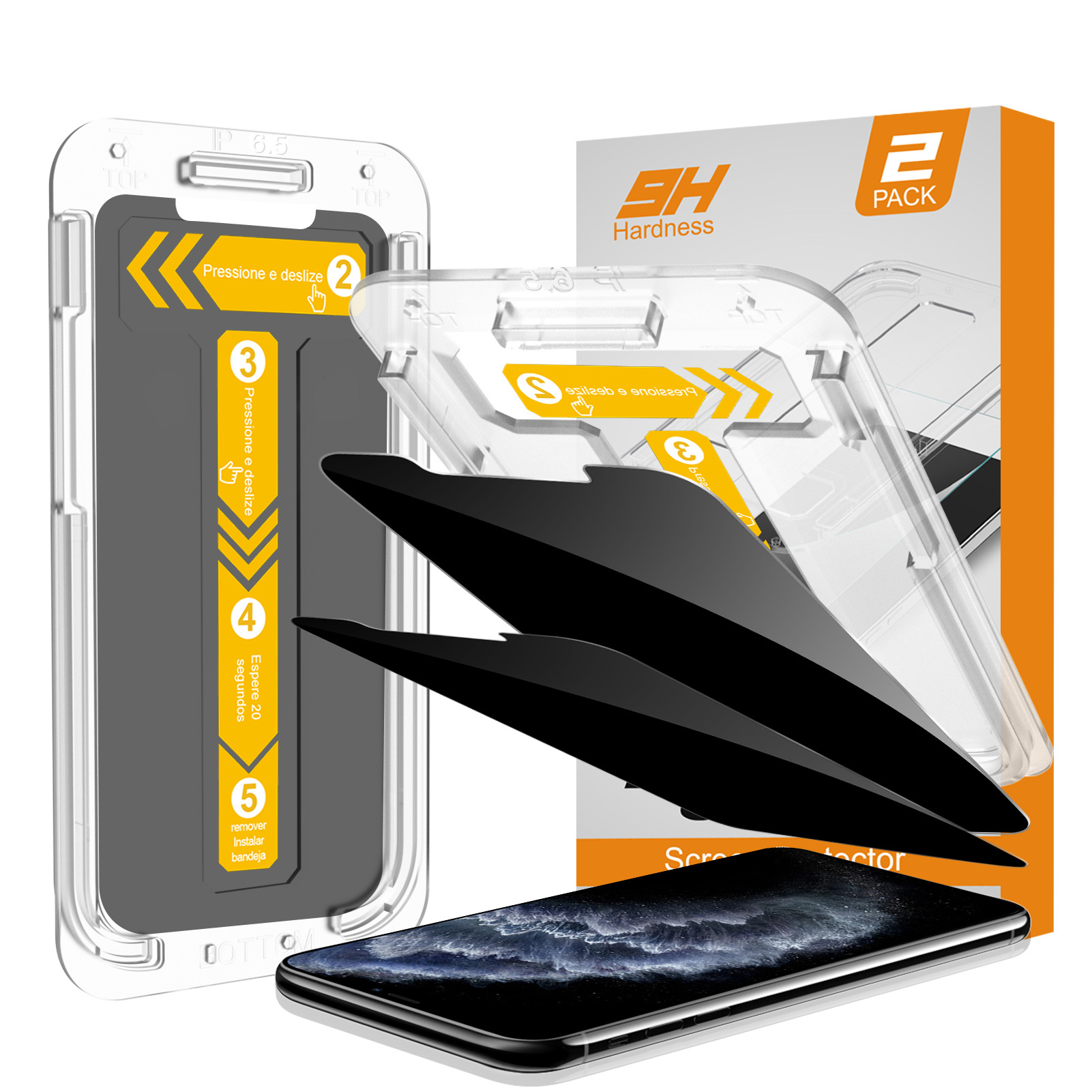 2Pack Screen Protector compatible with iPhone XS Max/iPhone 11 Pro Max(6.5-Inch, 2019 Model) Privacy Tempered Glass detail