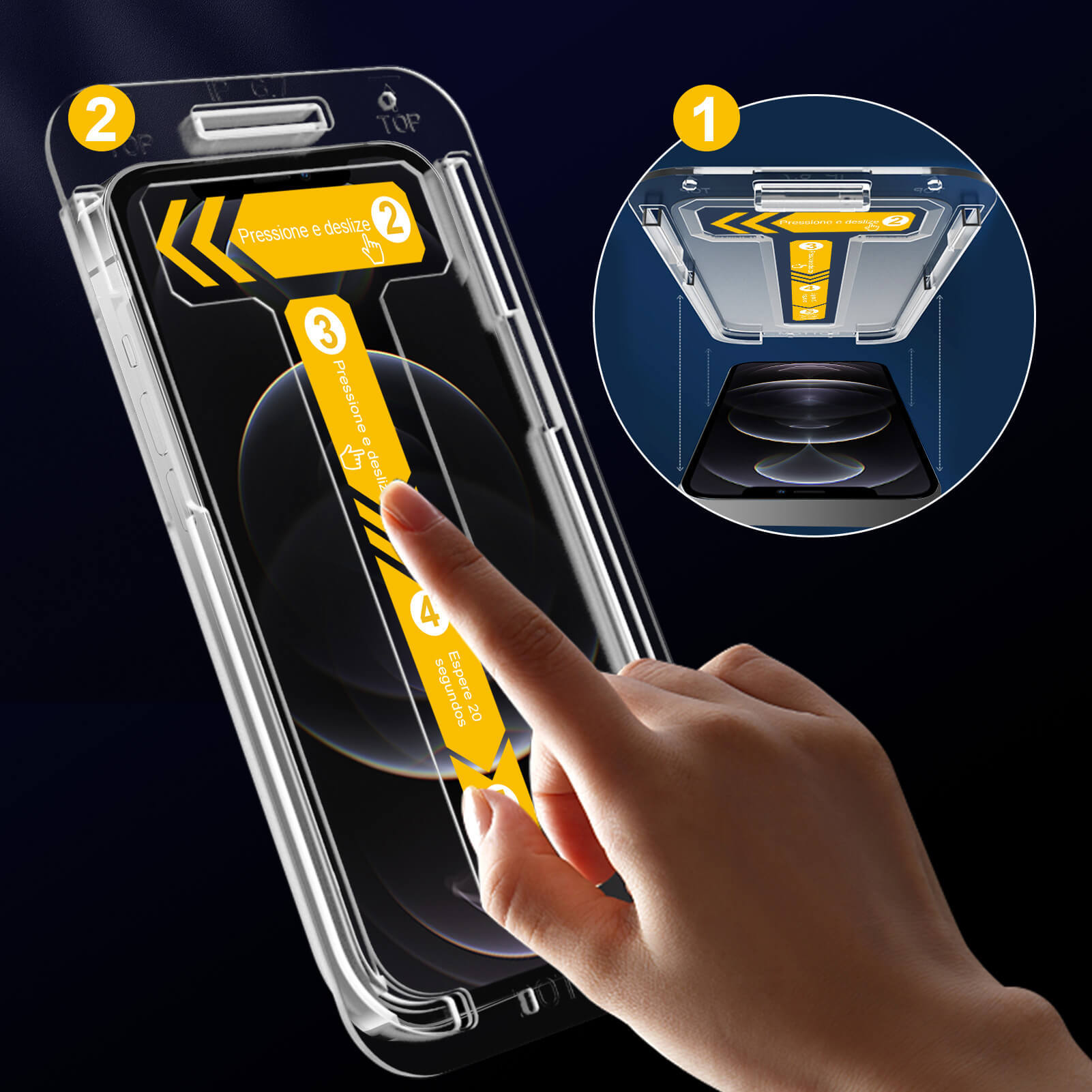 iPhone 12 Pro Max HD Screen Protector with installation tray detail