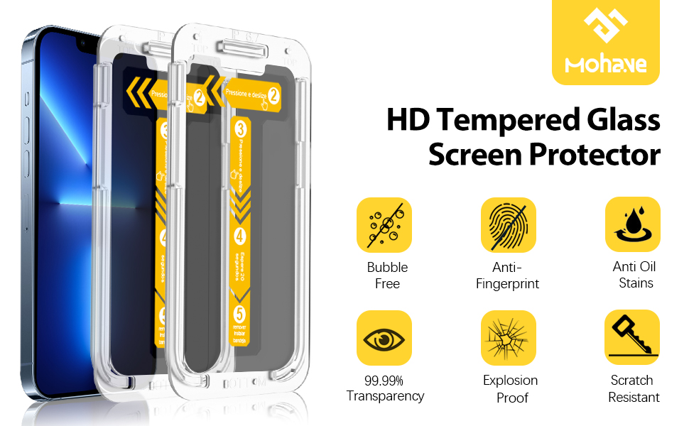 iPhone 13 pro max 6.7 Inch with Easy Installation Tray;Bubble free,Military Grade Shockproof , 3X smooth,anti-fingerprint, Privacy Protection