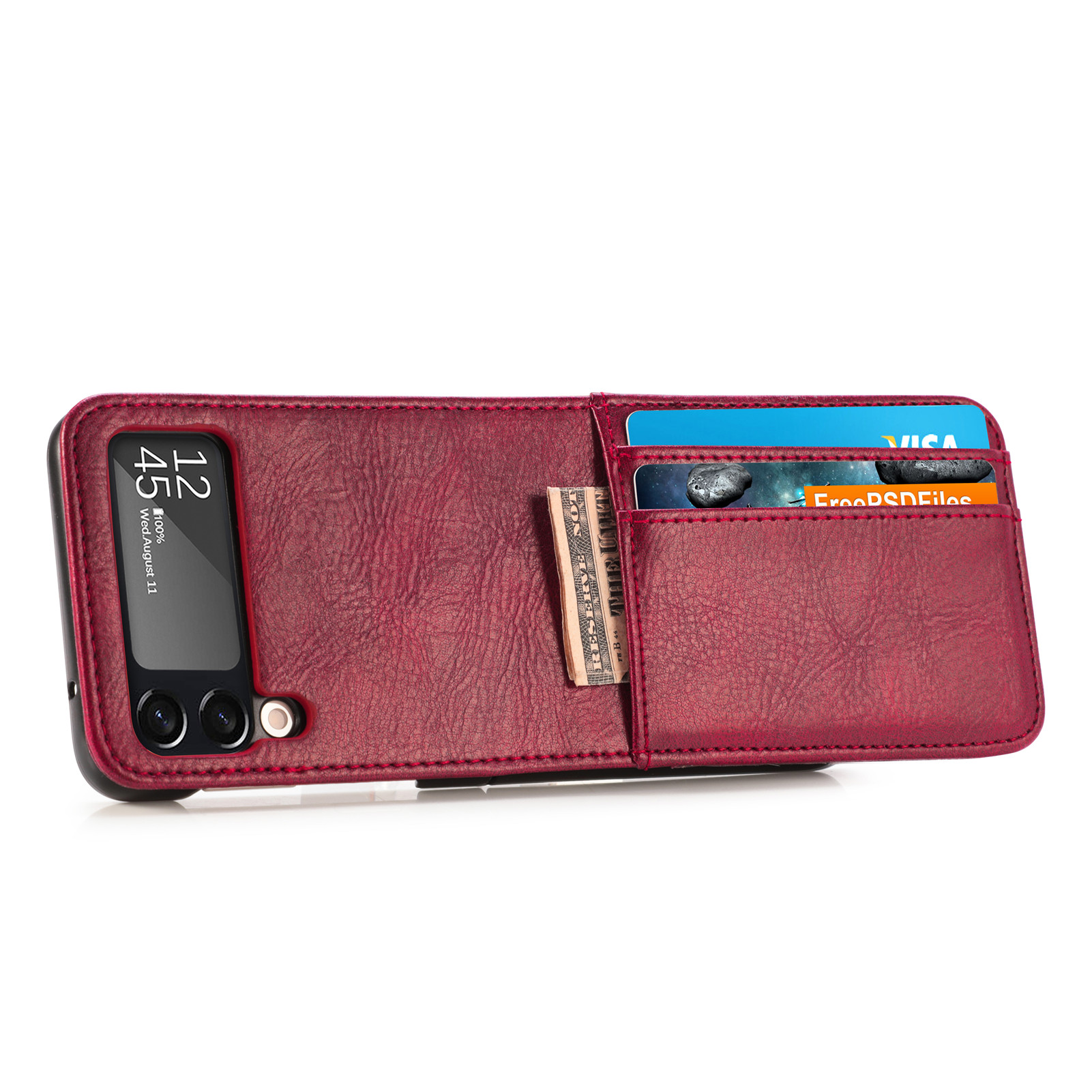 Leather Card Holder Phone Case for Galaxy Z Flip 4