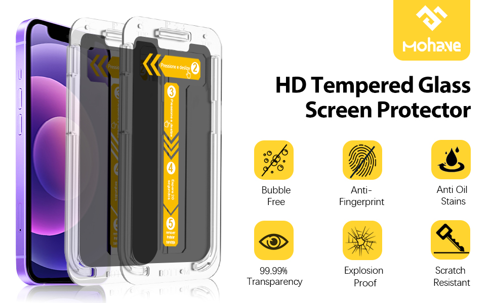 iPhone 12/12pro privacy 6.1 Inch with Easy Installation Tray;Bubble free,Military Grade Shockproof , 3X smooth,anti-fingerprint , Privacy Protection