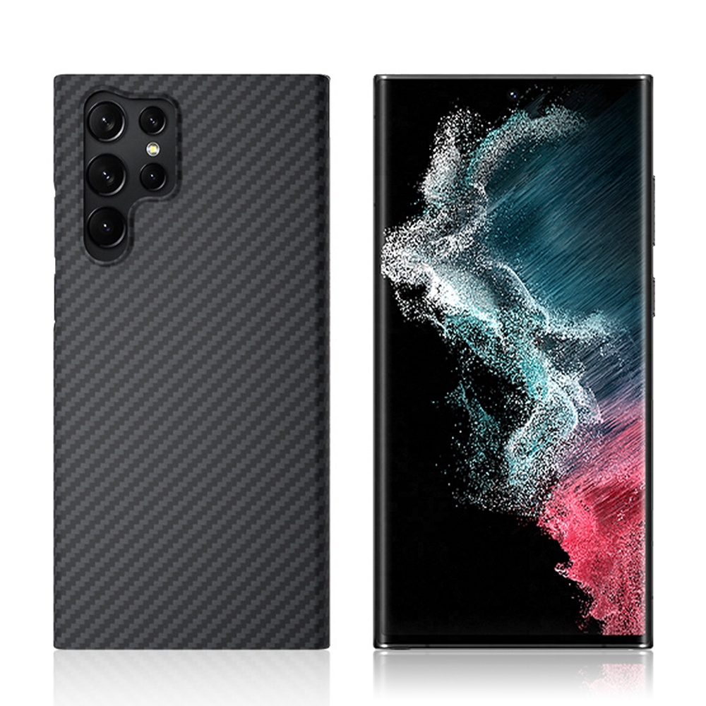 Slim Carbon Fiber Case for Samsung Galaxy S22 Ultra Black-Mohave