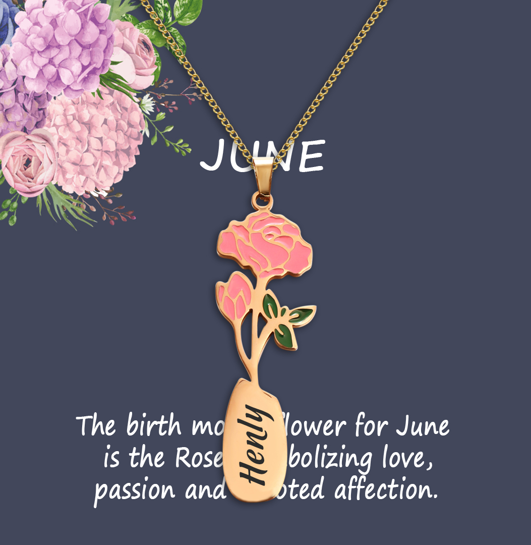 Personalized Birth Flower Necklace