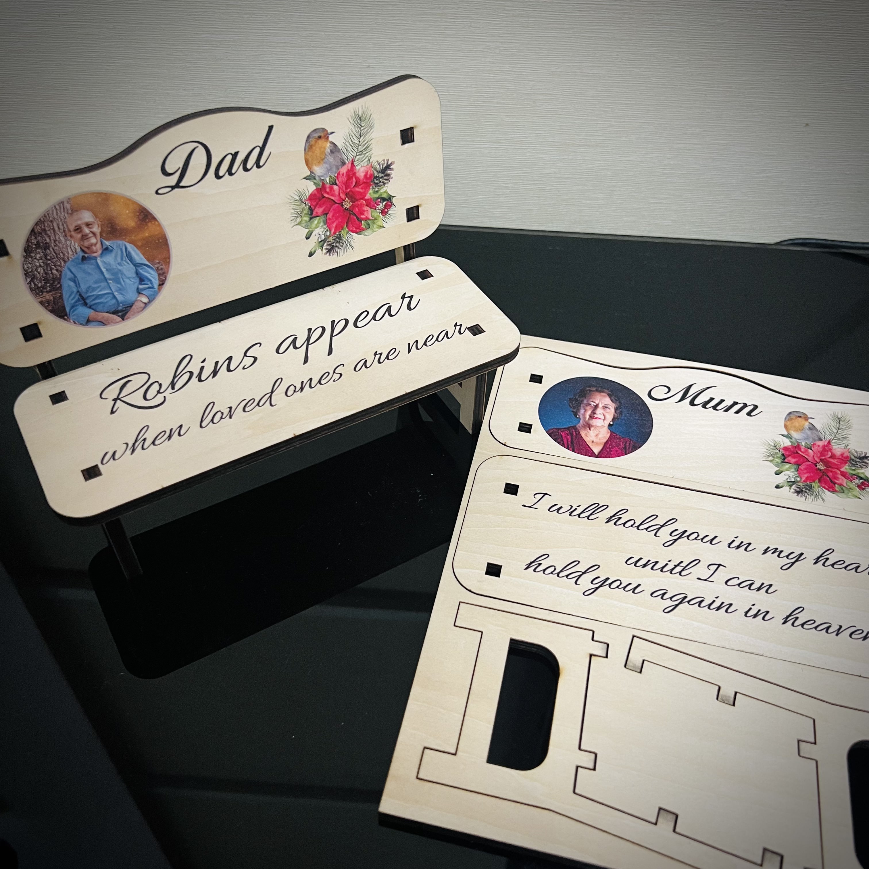 Wooden Memorial Bench - Robins