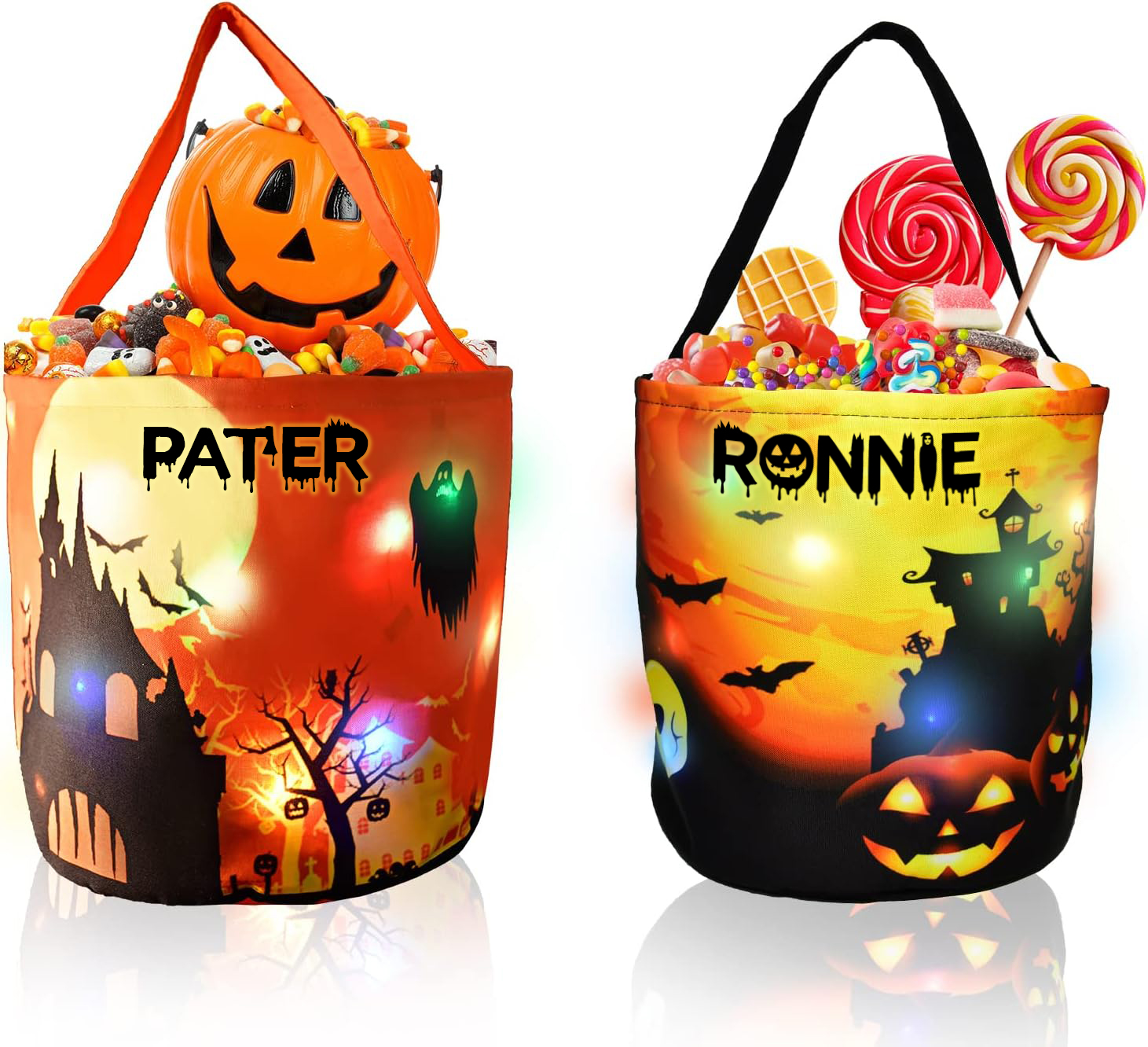 Personalized Halloween Bucket for Trick or Treat - LED Light Up