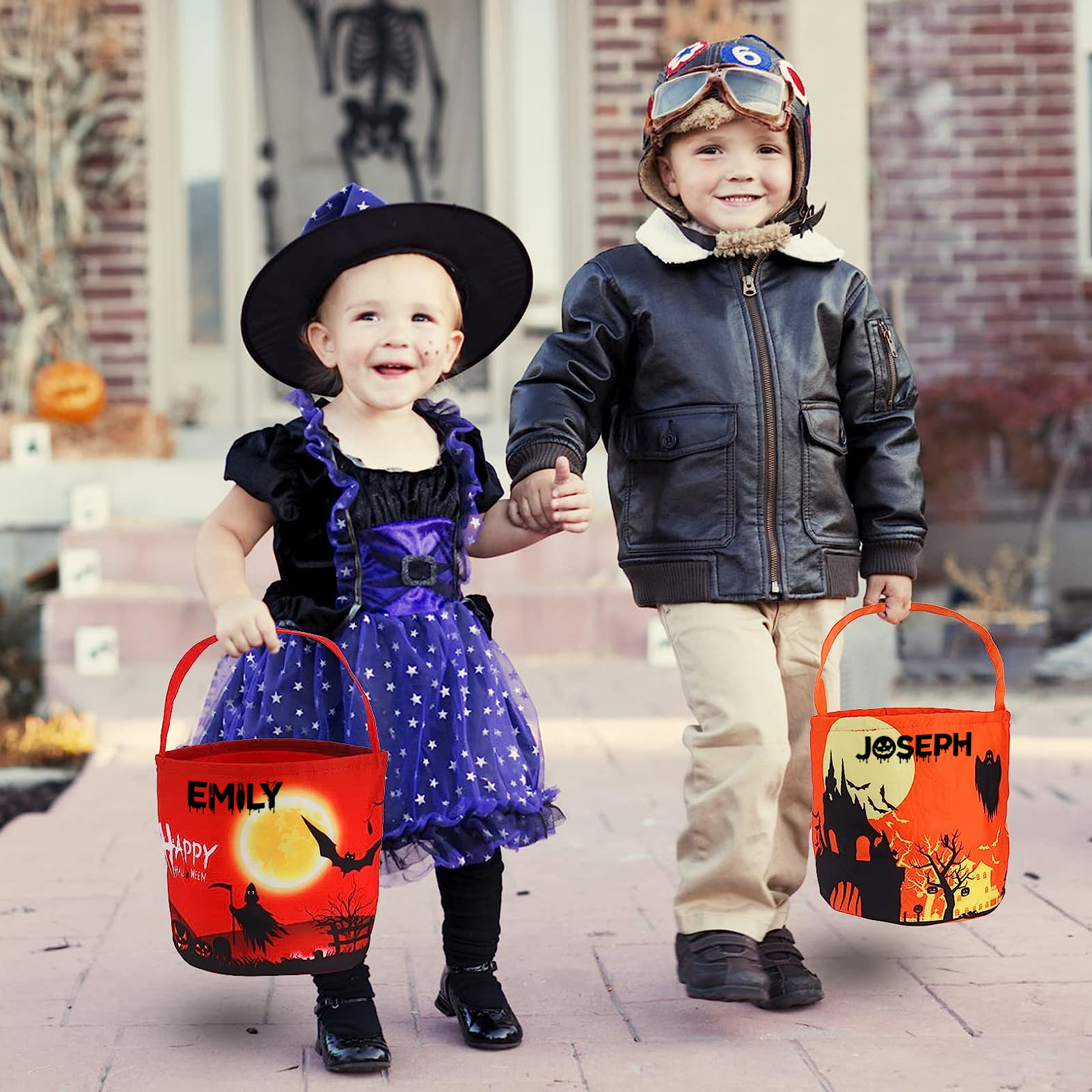 Personalized Halloween Bucket for Trick or Treat - LED Light Up