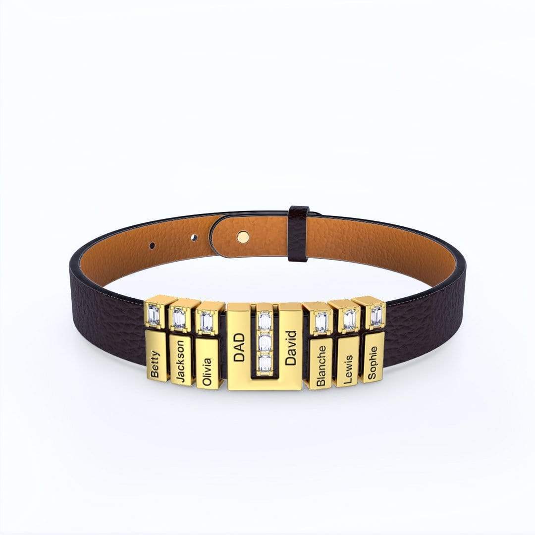 Mother's Day Gift Personalized Leather V Bracelet With Diamond Beads