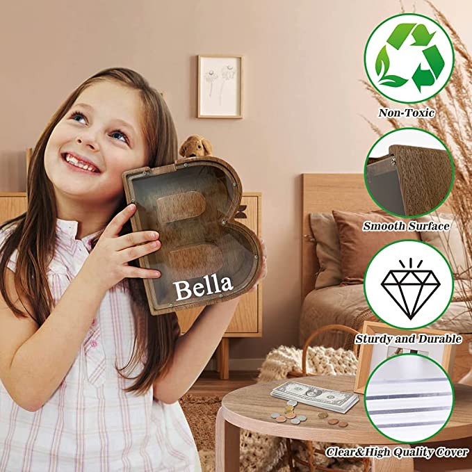 Personalized Wooden Letter Piggy Bank -  $29.95 Today ONLY 