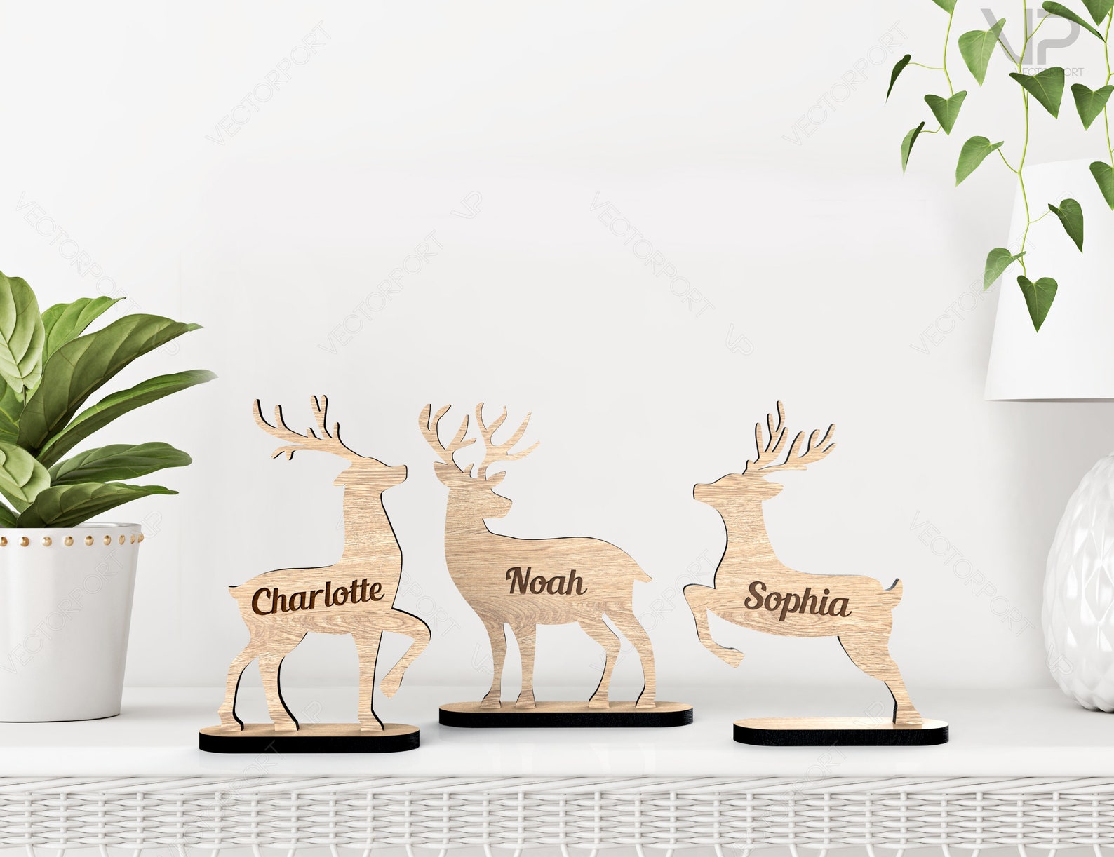 Personalized Christmas Tree & Reindeer Decorations