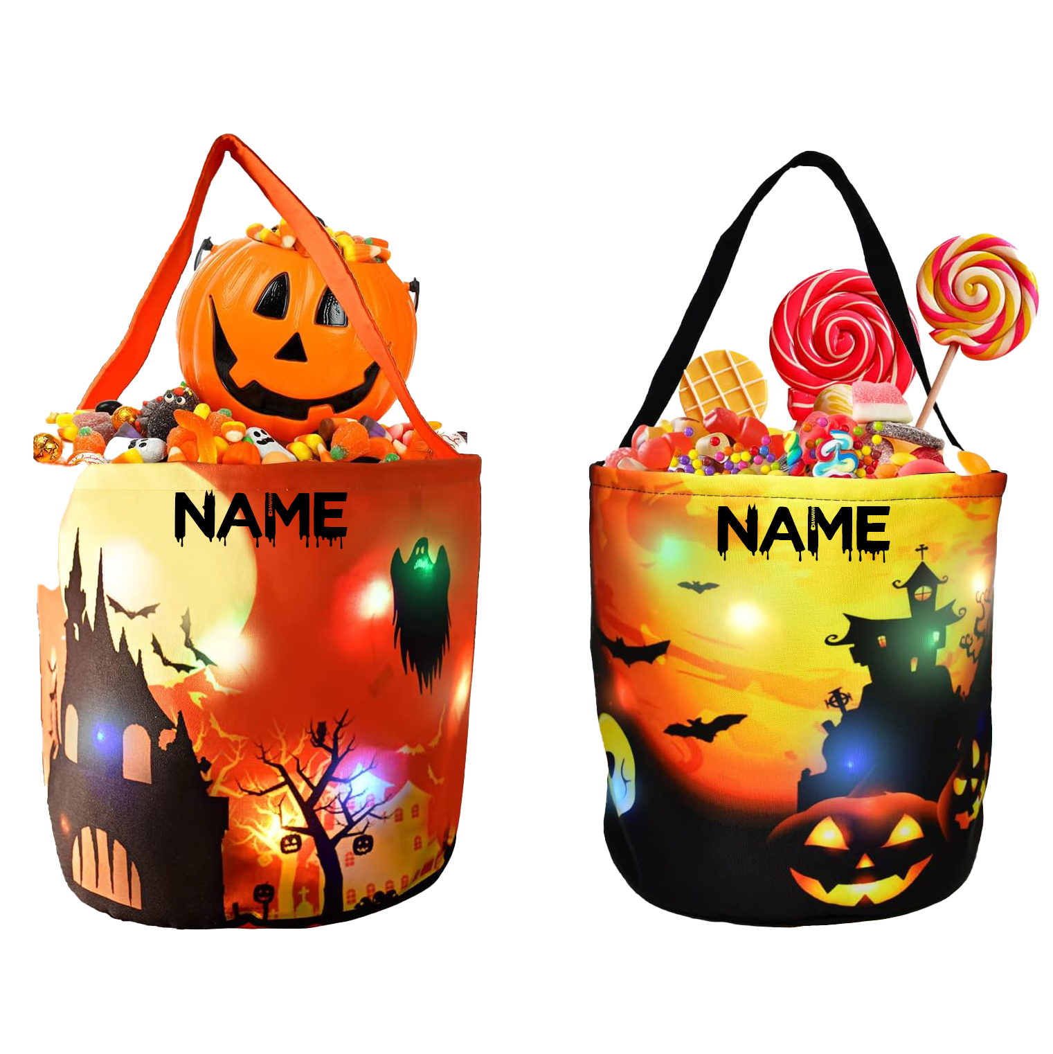 Personalized Halloween Bucket for Trick or Treat - LED Light Up