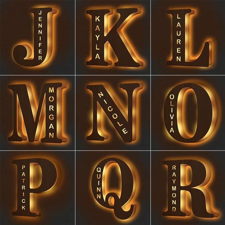 Custom Wooden Engraved Name Wall Light